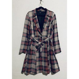 Torrid Coat Womens 2X Textured Plaid Trench Midi Pockets Belted Lined Boho